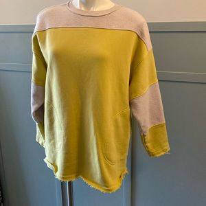 Free People Fleece Tunic Colorblock Citron White Oversize